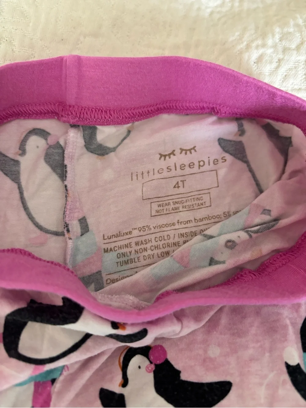 Little Sleepies Pink Penguin two piece pajama set